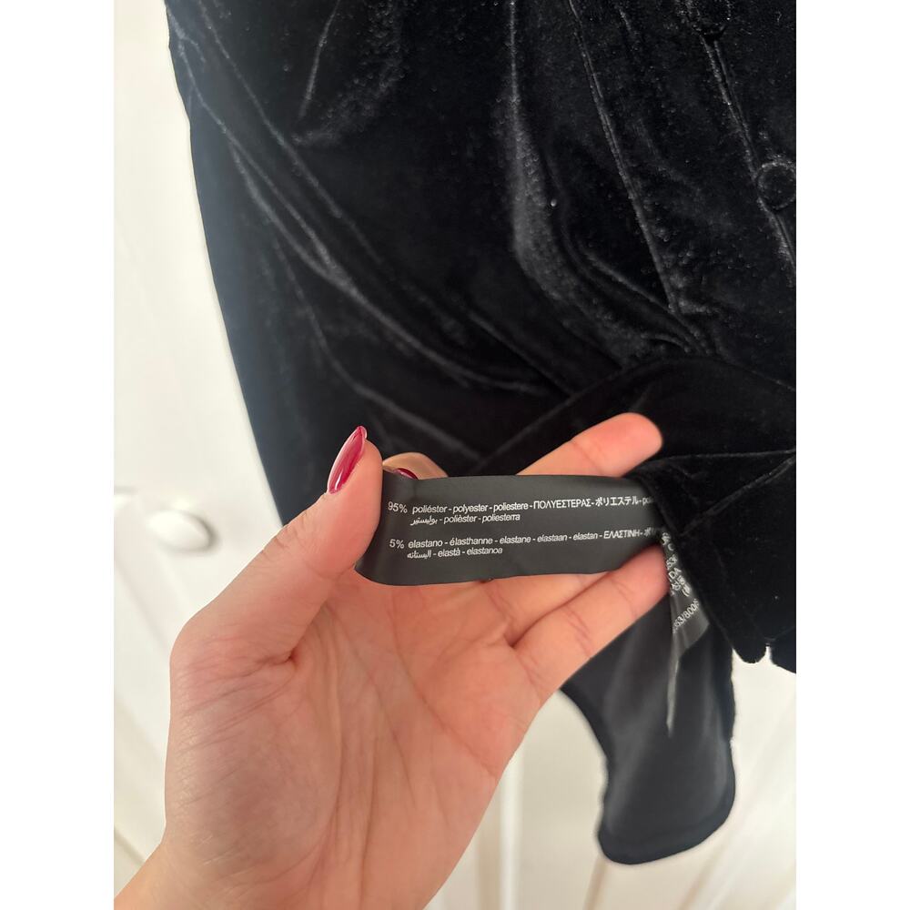 Zara Black Velvet Long Sleeve Dress Size S - Picture 5 of 10
